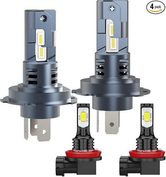 Bulb Combo for Toyota Tacoma 2012 2013 2014 2015 Hi/Lo Beam and Fog light | for halogen H4/9003 High Low Beam and H11/H8/H9 Fog Lamp Bulbs, 6500K Cool white 40W, 4-Pack