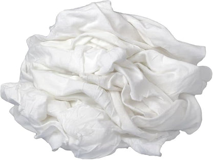 Buffalo Industries (12020) New White Bleached Knit Rags, 4 lb. box - All-Purpose Wiping, Cleaning, Polishing, Medium-Weight T-shirt Material, Washed and Bleached for Super Absorbency and Low-Linting