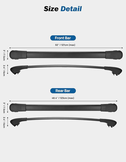 JOYTUTUS Lockable Roof Rack Cross Bars Compatible with Hyundai Santa Fe 2019-2023, Heavy Duty Aluminum Car Crossbar for Roof Basket Cargo Bag Kayak Bike Skiboard Luggage Rack