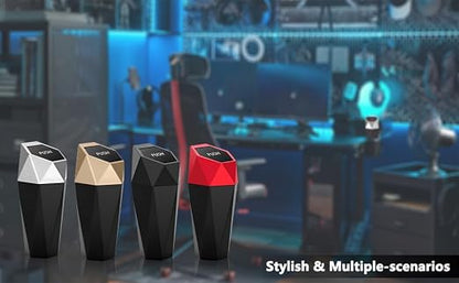 Ginsco 2 Pack Car Trash Can with Lid, Cup Holder Garbage Can for Car, Garbage Bin Cars Accessories for Interior, Leakproof Small Trash Bin, Mini Trash Can for Cars, Home, Bedroom, Office (Golden)