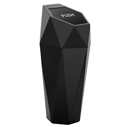 Ginsco Car Trash Can with Lid, Cup Holder Garbage Can for Car, Garbage Bin Cars Accessories for Interior, Leakproof Small Trash Bin, Mini Trash Can for Cars, Home, Bedroom, Office(Black)