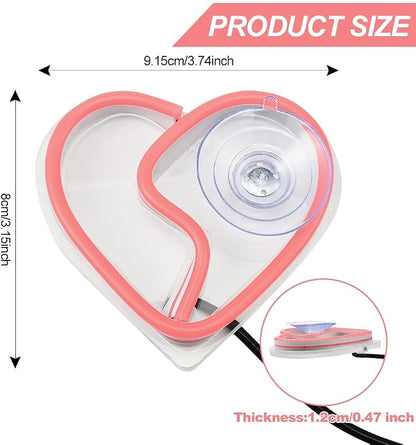 XhuangTech Car LED Signs Neon Ambient Light, Triangle or Back Window Sign Lights, Interior Atmosphere Lamp for Car Decor (Pink Heart Shaped)