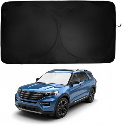 Windshield Sun Shade | Compatible for Ford Explorer 2020 – 2026 | Certified 99.87% UVB & 99.02% UVA Car Sun Shade. Award Winning Sunshade - Patented Technology | Car Shades by Kinder Fluff