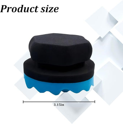 2PCS Car Tire Dressing Applicator Pads, Reusable Hex-Grip Vehicle Wheel Wax Buffing Dressing Sponge Pad, Automotive Tire Shine Detailing Foam Tool, Universal Fit (3.15Inch/Blue)