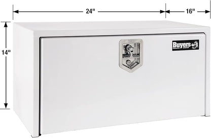 Buyers Products 1703400 White Steel Underbody Truck Tool Box, 14 x 16 x 24, Made in USA, 14 Ga Steel, Locking Stainless Latch, Weather-Resistant, Powder-Coated, Secure Storage for Work Trucks