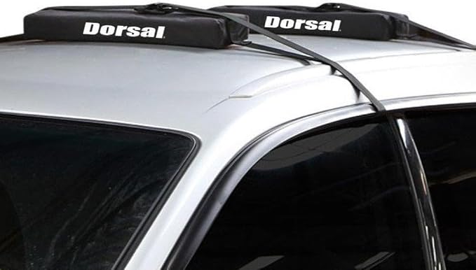 DORSAL Universal Soft Roof Rack Pads for Surfboard Kayak SUPs with Car Tie Down Straps and Storage Bag - Pack of 2 Black Polyester