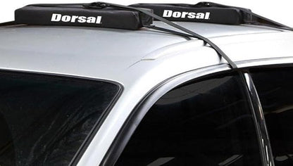 DORSAL Universal Soft Roof Rack Pads for Surfboard Kayak SUPs with Car Tie Down Straps and Storage Bag - Pack of 2 Black Polyester