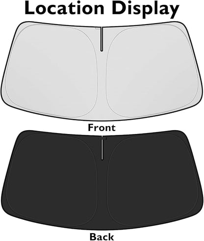 BIBLOZ Windshield Sun Shade Compatible with Toyota Grand Highlander (Not for Hybrid Model) 2024 2025 2026, LE, XLE, Limited, Platinum Accessories PET Sunshade Keeps The Car Cool Inside