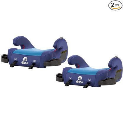 Diono Solana 2 XL Pack of 2 2022, Dual Latch Connectors, Lightweight Backless Belt-Positioning Booster Car Seat, 8 Years 1 Booster Seat, Blue