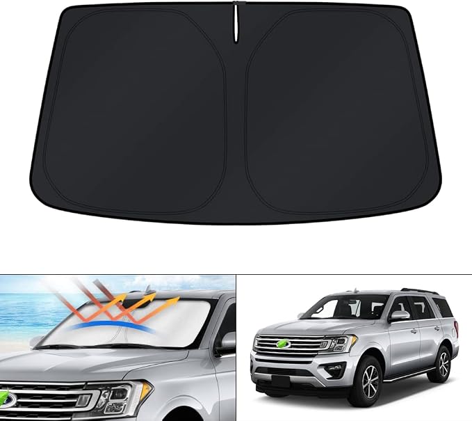 KUST Windshield Sun Shade for Ford Expedition SUV Accessories 2018-2024 2025 Window Sunshade Sun Visor Protector Foldable Blocks UV Rays Keep Your Car Cooler