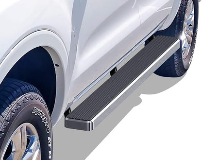 APS Running Boards (Nerf Bars Side Steps Step Bars) Compatible with Ford Ranger 2019-2026 SuperCrew Cab 4-Door (Silver 5in 304 Stainless Steel)