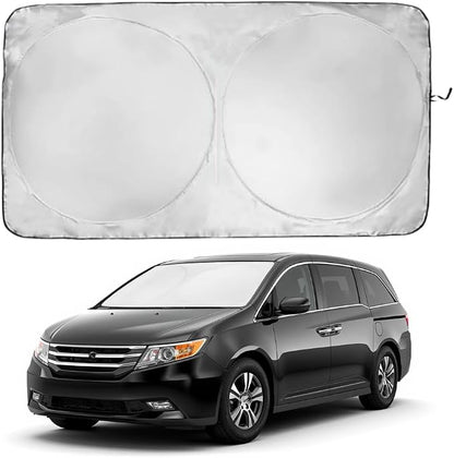 Windshield Sun Shade | Compatible for Honda Odyssey (2011-2017) | Certified 99.87% UVB & 99.02% UVA Car Sun Shade. Award Winning Sunshade - Patented Technology | Car Shades by Kinder Fluff