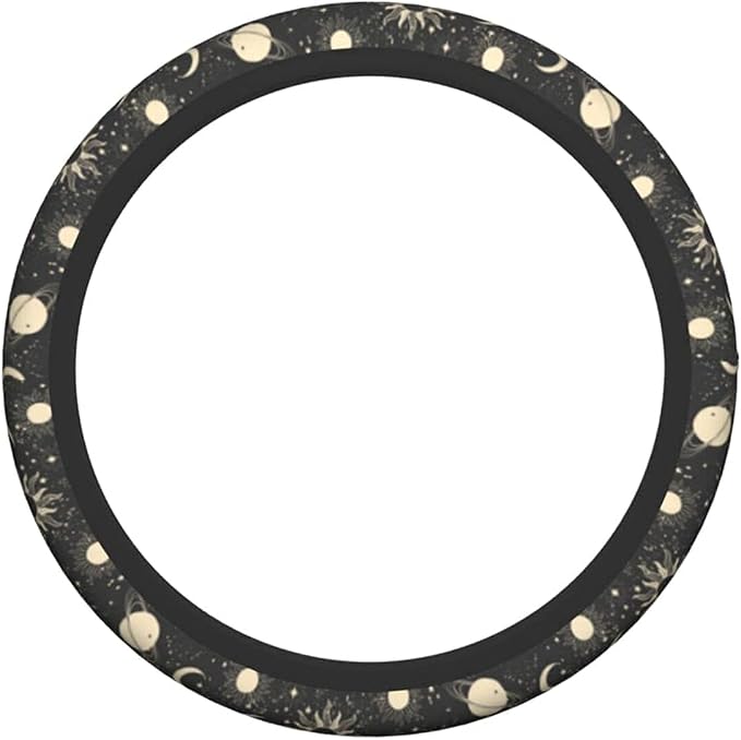 Sun and Moon Steering Wheel Covers Non Slip Neoprene Space Wheel Protector Universal 15 inch for Men Women