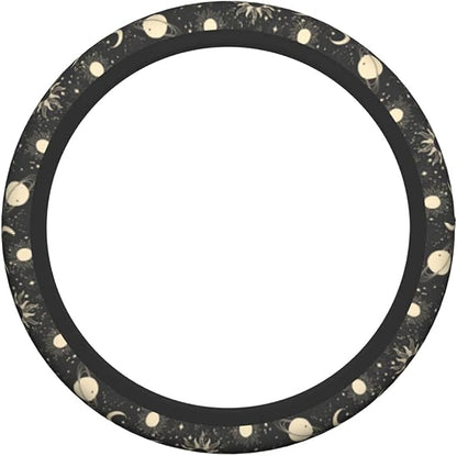 Sun and Moon Steering Wheel Covers Non Slip Neoprene Space Wheel Protector Universal 15 inch for Men Women