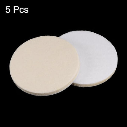HARFINGTON 5pcs Wool Felt Polishing Pads, 4 inch Buffing Wheel Polish Pad Flocking Hook & Loop Back for Car Glass Plastic Metal Stone