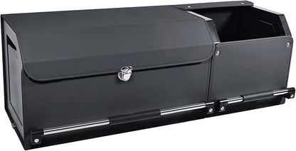 Car Trunk Organizer, Collapsible Leather Car Trunk Storage Organizer with Lid and Sturdy Handle Car Organizer and Storage for SUV, Truck, Sedan (Black, 36.2 x 11.4 x 12.2in)