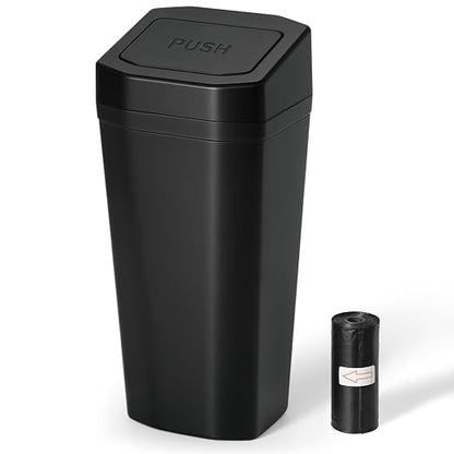 Car Trash Can, Mini Car Garbage Can with Lid, Leakproof Small Cup Holder Trash Can for Car with 60 Trash Bags, Vehicle SUV Truck Organizers and Storage for Home, Office, Black