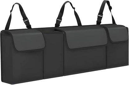 Car Trunk Organizer, Backseat Hanging Large Storage with Adjustable Straps,Waterproof PVC Collapsible Cargo Bag, Car Interior Accessories for Auto SUV MPV (Black)