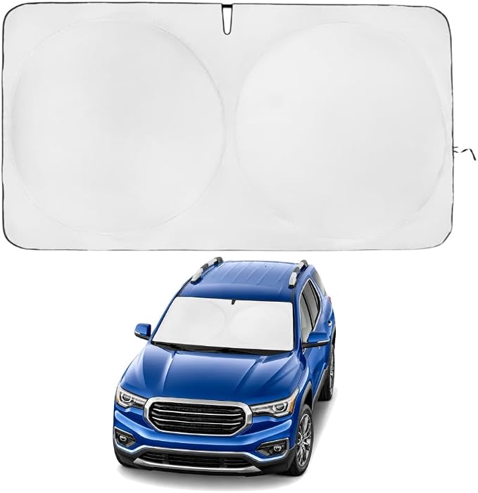 Windshield Sun Shade | Compatible for GMC Acadia (2017-2023) | Certified 99.87% UVB & 99.02% UVA Car Sun Shade. Award Winning Sunshade - Patented Technology | Car Shades by Kinder Fluff