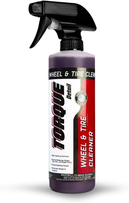 Torque Detail Wheel & Tire Cleaner 16oz - 2 in 1 Formula, Brightens & Cleans Brake Dust Rim Cleaner - Cleanses Tires To Restore Back To Like New Appearance - Professional Strength Car Detailing