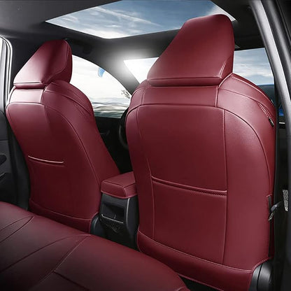 CocheFamilia Custom Fit Corolla Car Seat Covers for Select Toyota Corolla 2020-2025 SE,Nightshade & 2020-2022 SE Apex & 2023-2025 XSE & 2025 FX - Full Set,Leather (Burgundy)