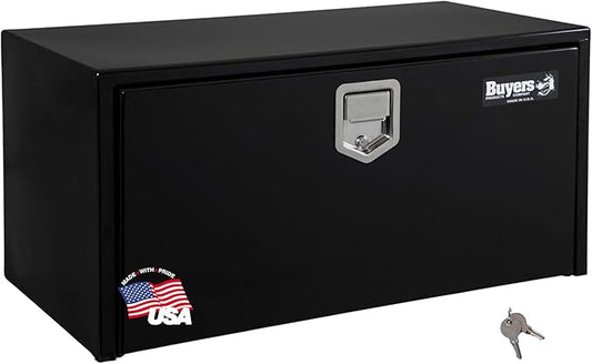Buyers Products 1703103 Steel Underbody Truck Tool Box 14 x 16 x 30 Inch, Black Powder-Coated 14 Ga Steel, Locking Stainless Paddle Latch, Drop Door, Weather-Resistant, Made in USA