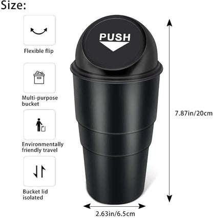 INKULTURE Mini Car Trash Bin Can Holder Dustbin - Black (L 17 x W 6.5 cms) | Pack of 01