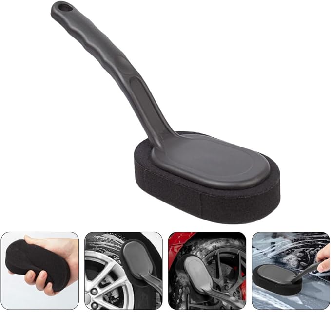 Car Tire Cleaning Brush Set with Handle Easy Replacement and Cleaning Sponge Brushes for Car Wheels and Tires