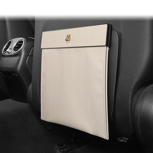 Custom Interior Accessories Waterproof Car Can Trash Multipurpose Hanging Garbage Bag Collapsible Garbage Can Magnet Storage Bags For Car Back Seat PU Leather Closure Design(WHITE)
