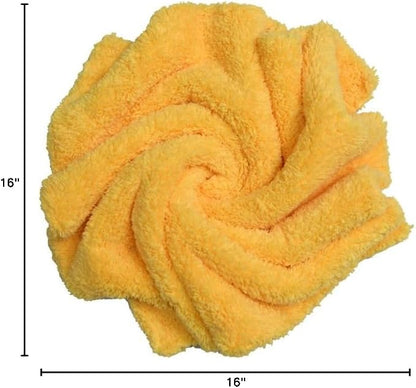 CARCAREZ Microfiber Towels for Cars, Car Drying Wash Detailing Towel with Plush Edgeless Microfiber Cloth (Yellow)