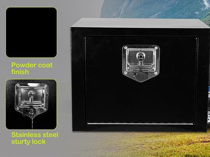 18"x 12"x 14" Steel Underbody Truck Tool Box with T-Handle Lock Latch, 18 Inch Heavy Duty Steel Under Body Toolbox for Pick Up Truck RV, Under Mount Tool Box