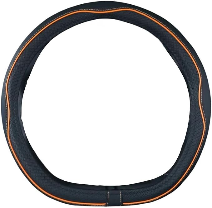 Mayco Bell Flat Bottom Steering Wheel Cover Anti-Slip,Safety,Soft,Breathable,Durable,Full Surround,Comfortable Grip Microfiber Leather (D Shape, Black Orange)
