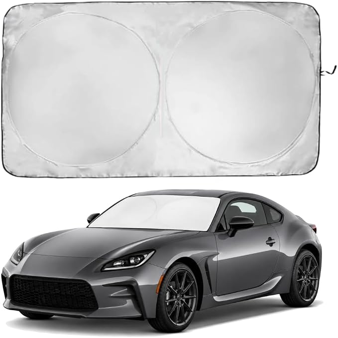 Windshield Sun Shade | Compatible for Toyota GR86 (2017-2023) | Certified 99.87% UVB & 99.02% UVA Car Sun Shade. Award Winning Sunshade - Patented Technology | Car Shades by Kinder Fluff
