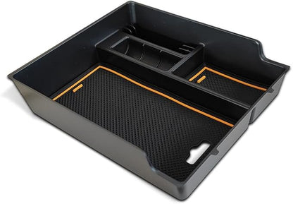 BestEvMod for Rivian R1T & R1S Accessories Center Console Organizer Tray Armrest Storage Box ABS Material with PVC Trim Compatible with Rivian R1T/R1S 2022 2023 2024 2025 2026 Accessories(V2 Yellow)