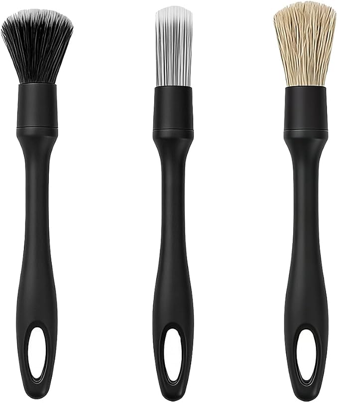 Bittwee Car Detailing Brush Kit, 3PCS Soft Bristle Multi-Use Vehicle Detailing Wash Brushes, Automotive Interior or Exterior Cleaning Kit, Universal for SUV Automobile Truck