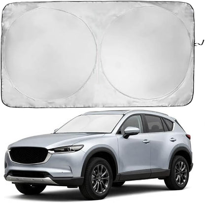 Windshield Sun Shade | Compatible for Mazda CX-9 (2016-2026) | Certified 99.87% UVB & 99.02% UVA Car Sun Shade. Award Winning Sunshade - Patented Technology | Car Shades by Kinder Fluff