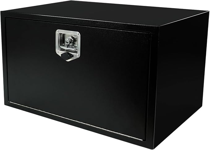 30 Inch Steel Underbody Truck Tool Box with T-Handle Lock, Heavy Duty Contractor Toolbox For Organization And Storage, Job Tool Chest, 30"x 18"x 18" inch Black