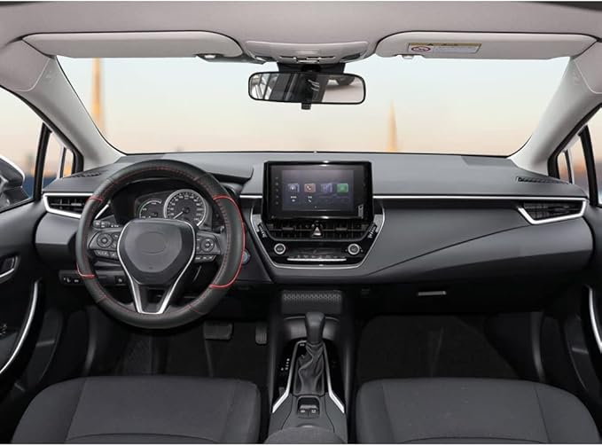 GIANT PANDA Steering Wheel Cover for Toyota, Auto Car Steering Wheel Cover for Toyota Highlander 4Runner Tacoma Corolla Camry - Black+Red Trim