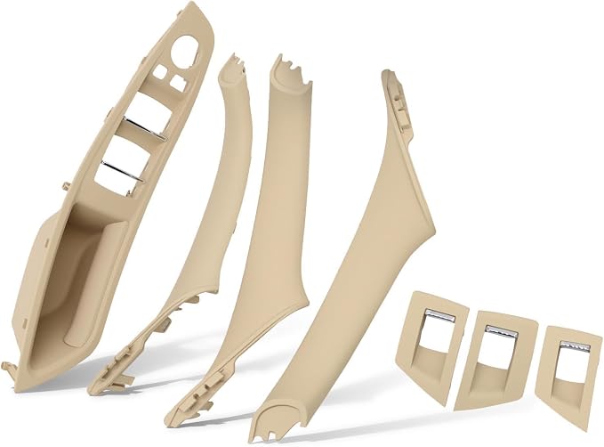 Beige Interior Door Pull Handle Kit Compatible with5 Series F10 F11 520i 520d 523i 525i 525d 528i 530i 530d 535i 535d 2010-2016 Window Switch Armrest Panel Trim Cover