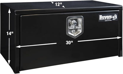 Buyers Products 1703353 Black Steel Underbody Truck Tool Box – 14 x 12 x 30 Inch - Truck Bed & Underbelly RV Storage Box, Locking T-Latch, Weather-Resistant, Heavy-Duty Flatbed Job Box, Made in USA