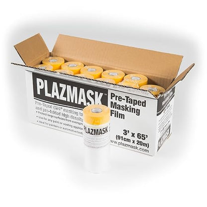 Pre-Taped Masking Film (3-Feet X 65-Feet, 12-Pack)