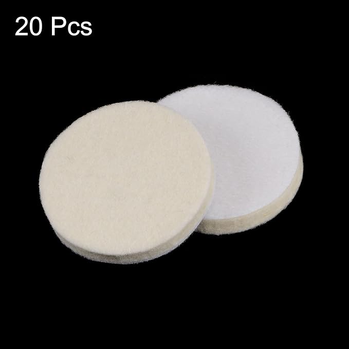 HARFINGTON 20pcs Wool Felt Polishing Pads, 2 Inch Buffing Wheel Polish Pad Flocking Hook & Loop Back for Car Glass Plastic Metal Stone