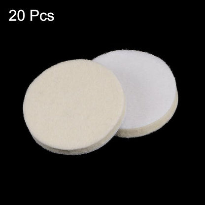 HARFINGTON 20pcs Wool Felt Polishing Pads, 2 Inch Buffing Wheel Polish Pad Flocking Hook & Loop Back for Car Glass Plastic Metal Stone