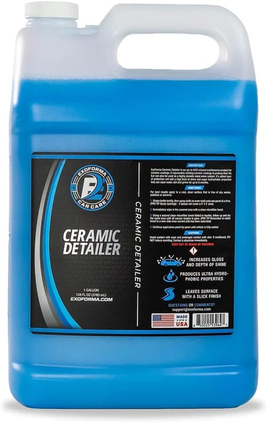 ExoForma Ceramic Detailer - SiO2 Ceramic Spray Wax Sealant, Delivers High Gloss, Superior Durable Protection & Hydrophobic Action - Extends Coating Lifespan - For Cars, Boats, ATVs & RVs, 128 oz