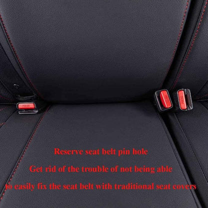 EKR Tacoma Leather Car Seat Covers Custom Fit for Toyota Tacoma 2012 2013 2014 2015 (Regular Seats) - Truck Seat Covers Full Set,Faux Leather(Black with Red Trim)