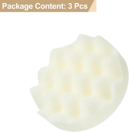 HARFINGTON 3pcs Buffing Sponge Pads 4" Polishing Wheel Waffle Finishing Grip Pad Car Buffer Polisher with Hook and Loop Back for Car Detailing Polishing Waxing, White