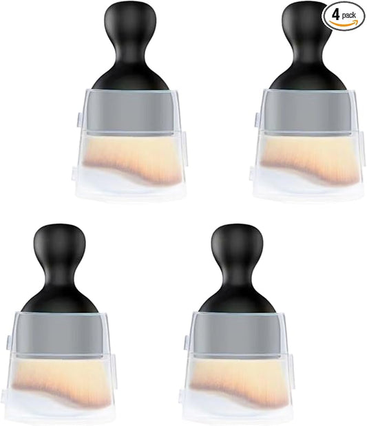 4Pcs Car Detailing Brush Set,Soft Bristle Car Cleaning Brush with Curved Design, Auto Interior Dusting Brush with Protective Cover for Deep Cleaning