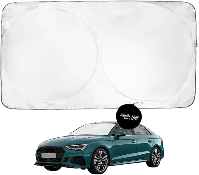 Windshield Sun Shade | Compatible for Audi A3 2022-Present | Certified 99.87% UVB & 99.02% UVA Car Sun Shade. Award Winning Sunshade - Patented Technology | Car Shades by Kinder Fluff