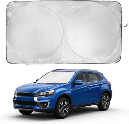 Windshield Sun Shade | Compatible for Mitsubishi Outlander Sport (2011-2023) | Certified 99.87% UVB & 99.02% UVA Car Sun Shade. Award Winning Sunshade -Patented Technology | Car Shades by Kinder Fluff