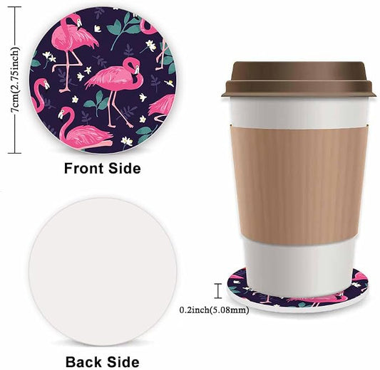 Flamingo Steering Wheel Cover for Women, Universal Auto Steering Wheel 14-15 Inch Car Interior Accessories with 2PCS Car Coasters, Suitable for Men and Women